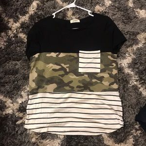 Camo Stripe color block tee